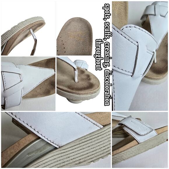 Dansko Cece Sandals Size EU41 US 10.5-11 White Leather Thong Sandal Flipflops - Picture 10 of 13